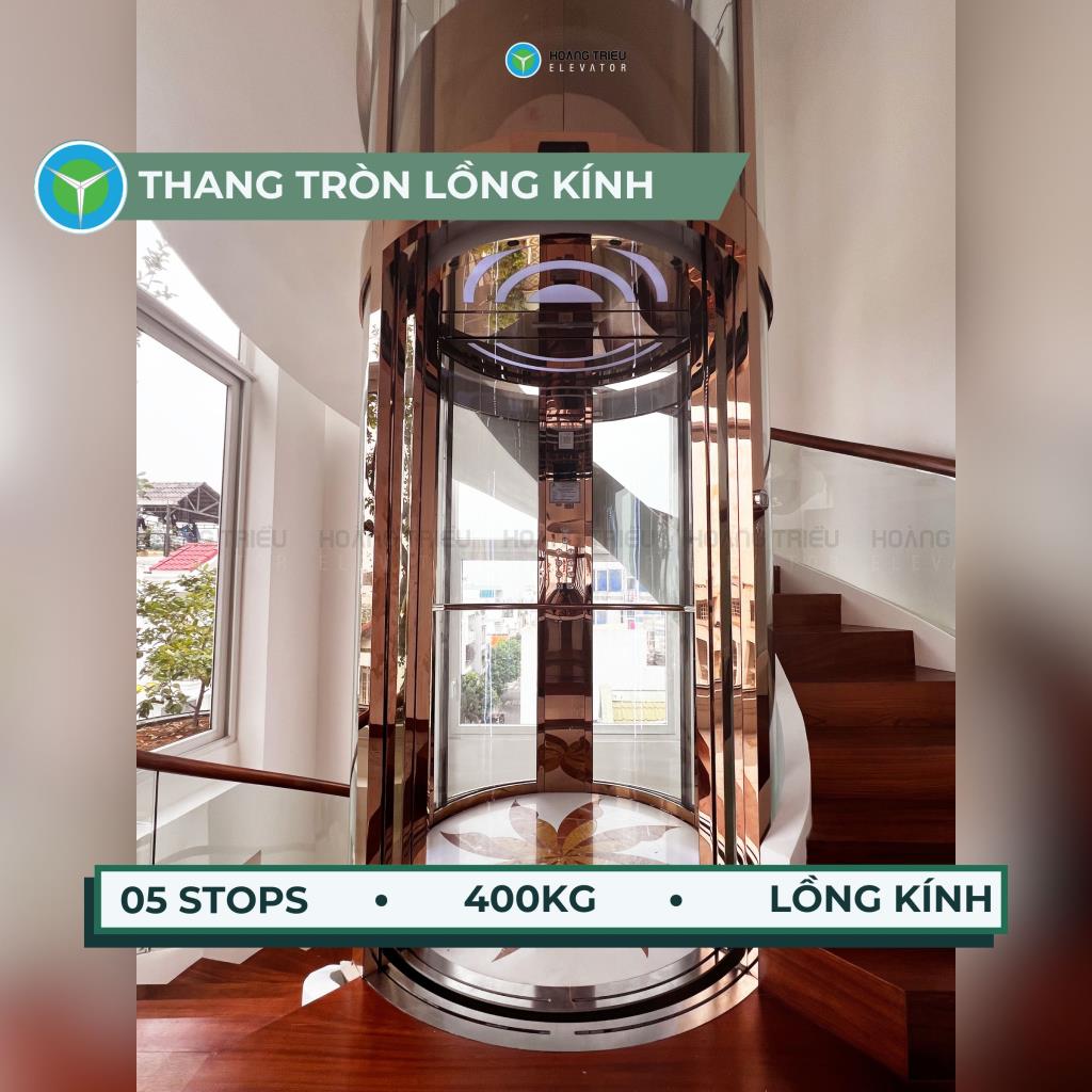 Thang máy Tròn lồng kính gia đình 400kg lắp đặt tại Tự Do, Quận Tân Phú, TPHCM