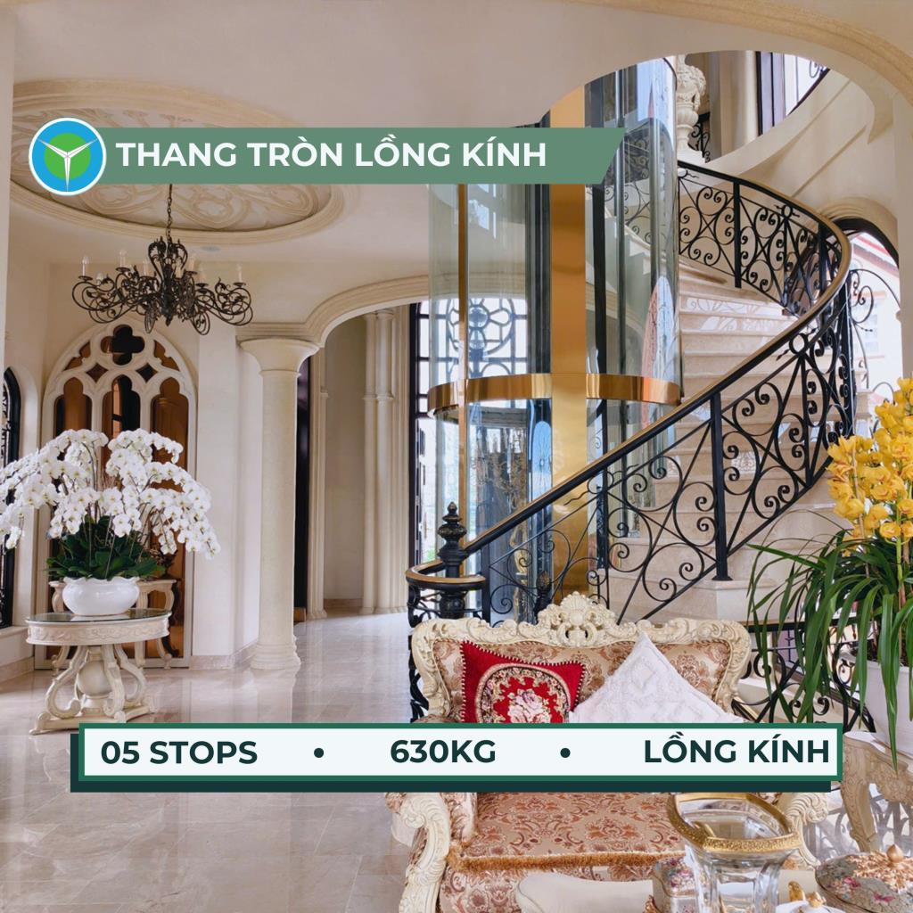 Thang máy Tròn gia đình 630kg lắp đặt tại thành phố Đà Lạt