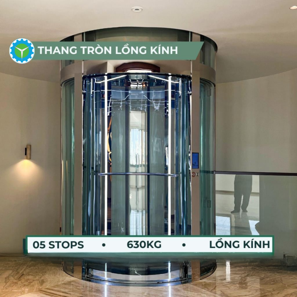 Thang máy Tròn gia đình 630kg - 5 Stops
